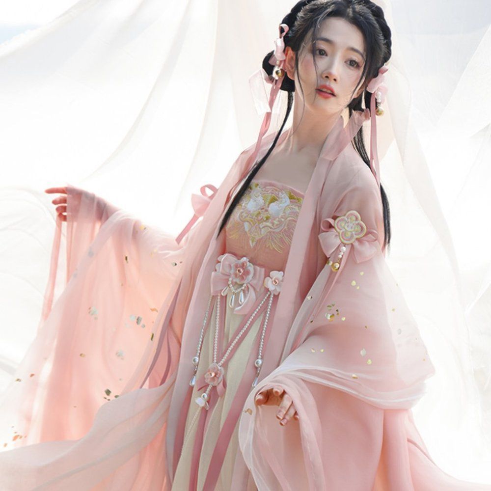 Fox Floral Embroidered Empire Gown Set | Women Traditional Hanfu Dress